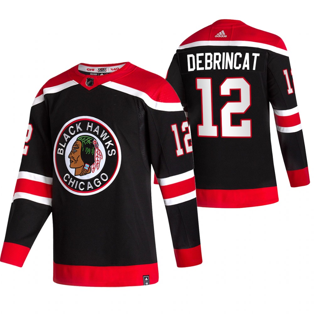 2021 Adidias Chicago Blackhawks 12 Alex DeBrincat Black Men Reverse Retro Alternate NHL Jersey